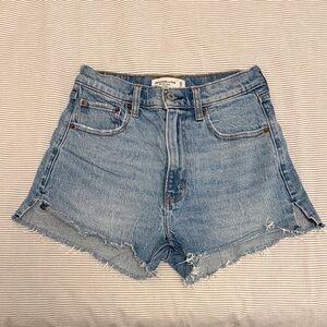Abercrombie & Fitch Distressed Light Blue Denim Shorts